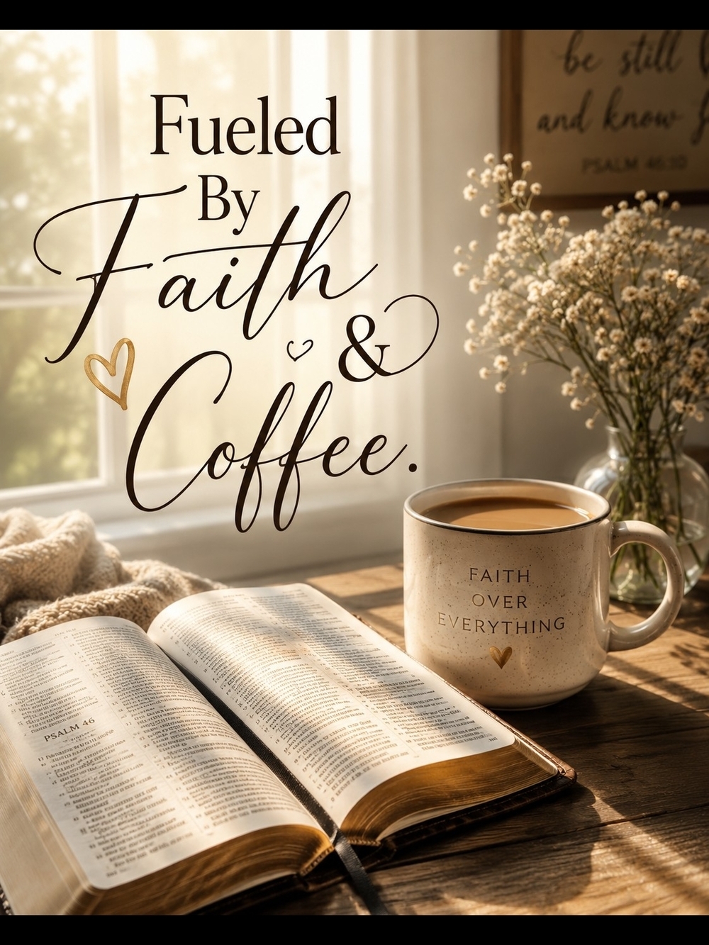8x10 Framed A.I. Art Print "Fueled By Faith & Coffee" - Picture 2 of 2